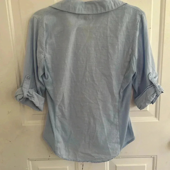 Simply Blessed Blue Button Down Shirt Sz M - Picture 4 of 6